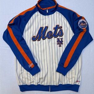 Stitches New York Mets Vintage Pinstripe Embroidered Jacket MLB Baseball Size L